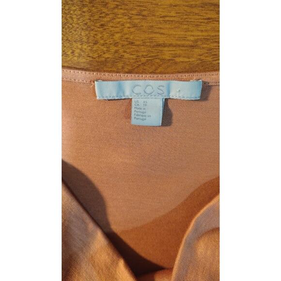 COS Short Sleeve Drape Front Top with Draped Neck, Copper, Sz XS - Picture 2 of 3